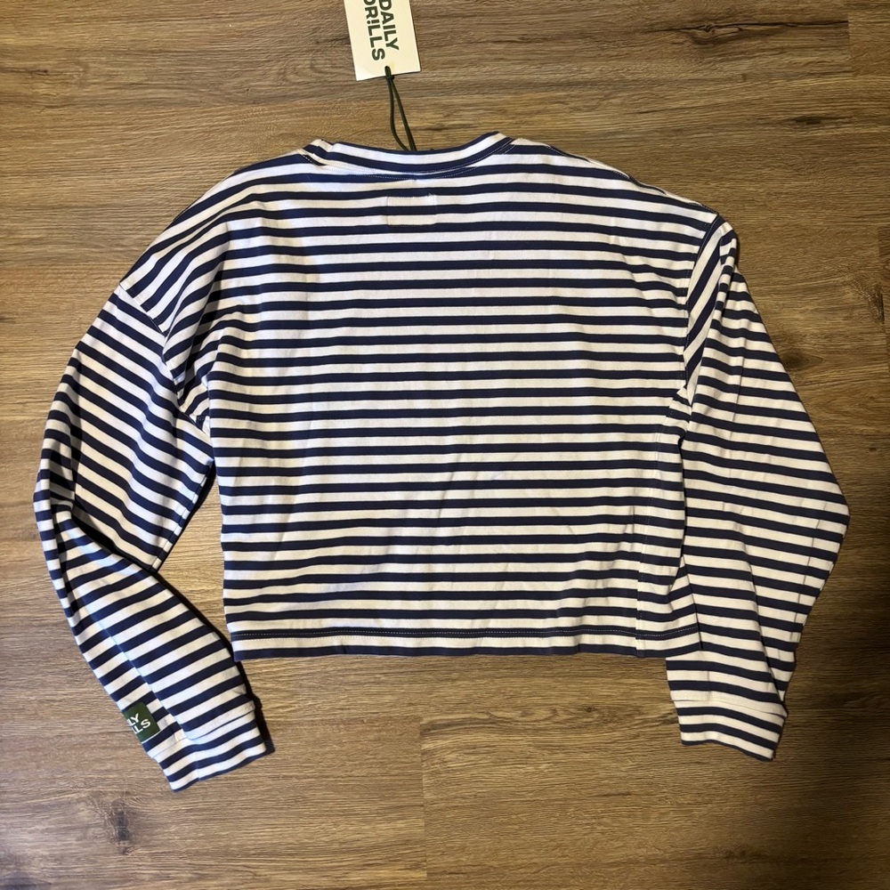 Daily Drills Navy and White Striped Cotton Long Sleeve - Picture 3 of 6